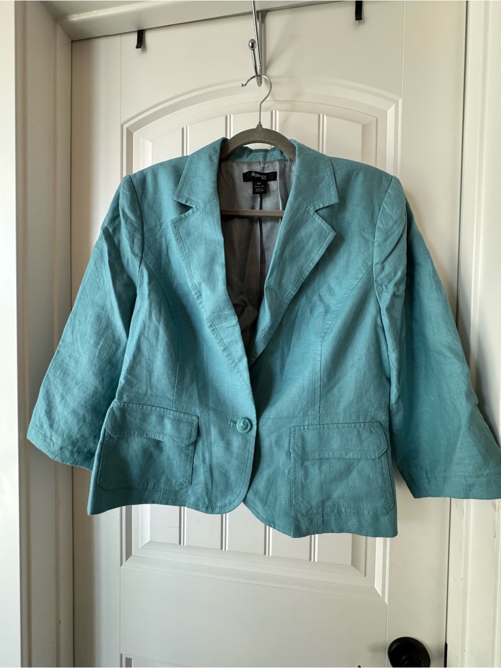 Style & Co. Teal Single-Button Linen-Blend Blazer